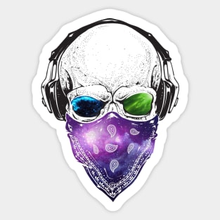 Gangsta Space Skull Sticker